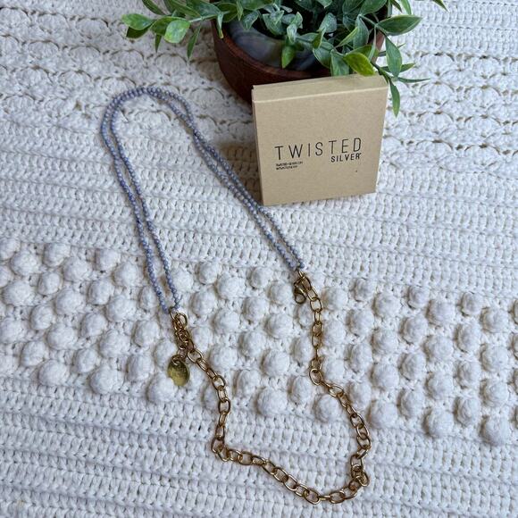 TWISTED SILVER Women's Artisan Boho Brass Bead Three Strand Necklace Adjustable - Picture 3 of 13